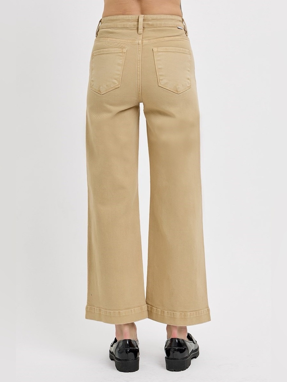 RDP5687CH LATTE Risen Tummy Control High Rise Crop Wide Jeans - Picture 2 of 3
